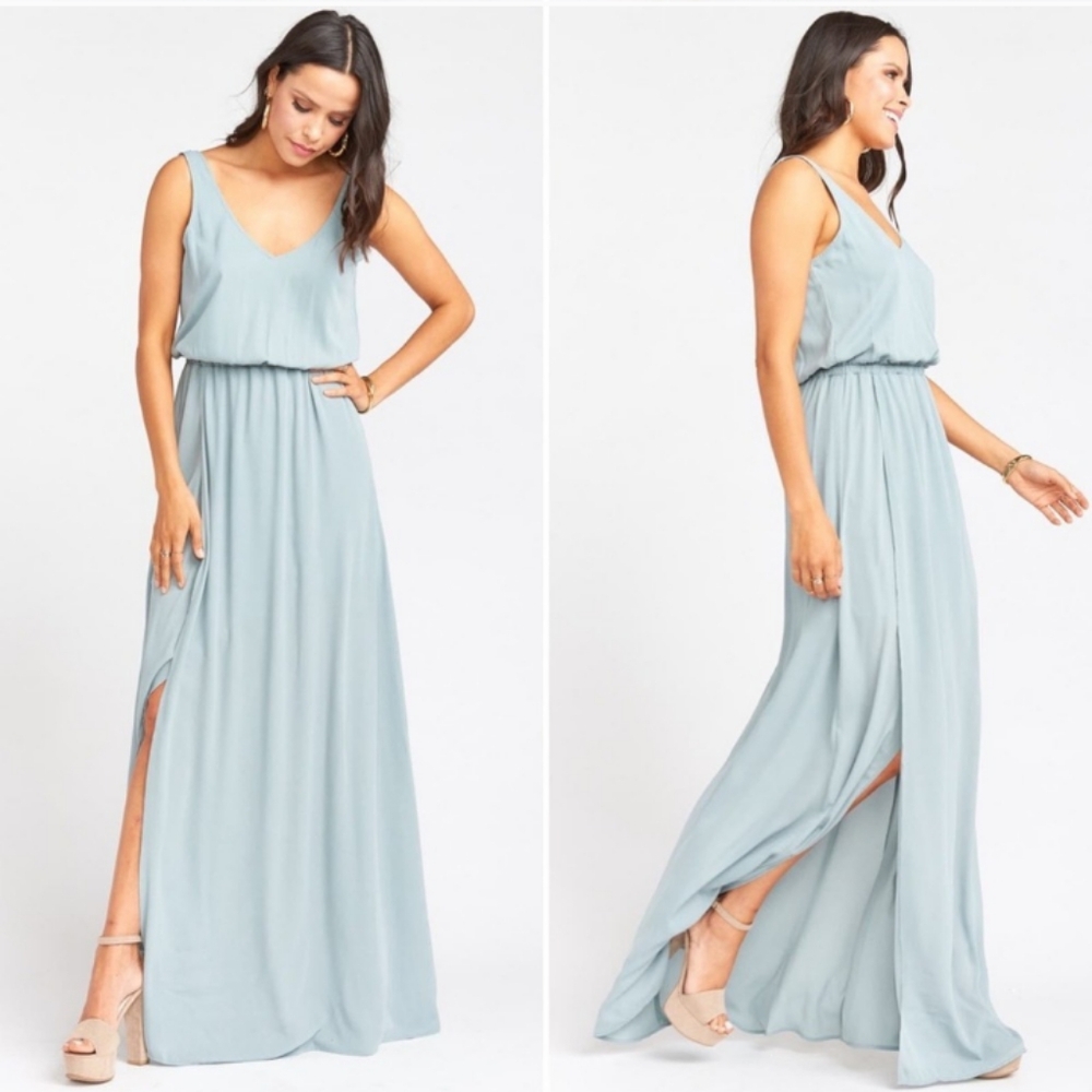 NWT Show Me Your MuMu Kendall Maxi Dress Silver Sage Crisp
